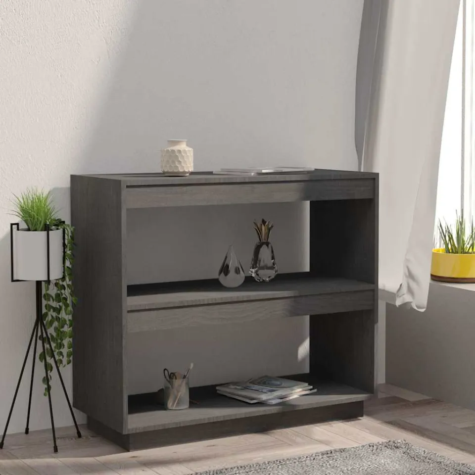vidaXL Boekenkast 80x35x71 cm massief grenenhout grijs, foto 3