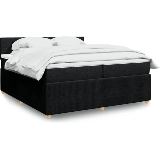 vidaXL Boxspring met matras stof zwart 200x200 cm