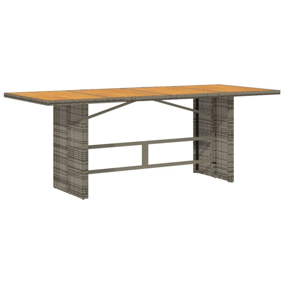 vidaXL Tuintafel met acaciahouten blad 190x80x75 cm poly rattan grijs