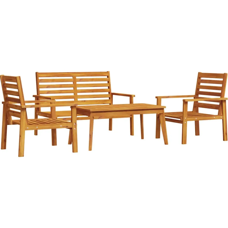 vidaXL 4-delige Loungeset massief acaciahout bruin, foto 3
