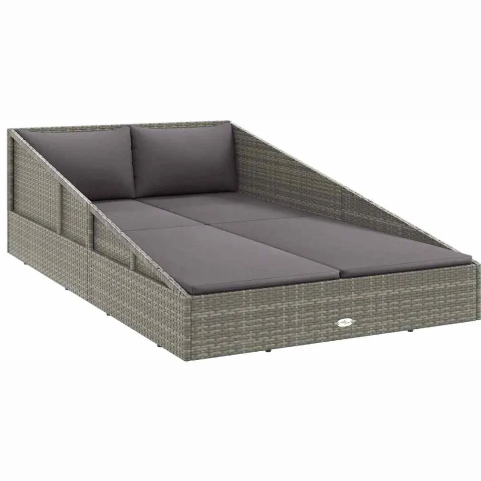 vidaXL Tuinbed 110x200 cm poly rattan grijs, foto 3
