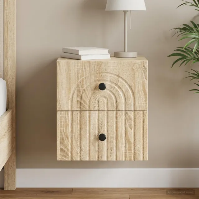 vidaXL Wandbeugel Bedkast Sonoma Eiken 33 x 34,5 x 40 cm Bewerkt hout, foto 2