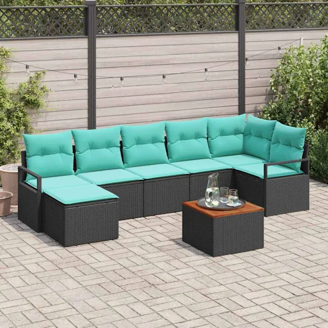 vidaXL Tuinbankenset 8 st Zwart poly rattan, foto 2