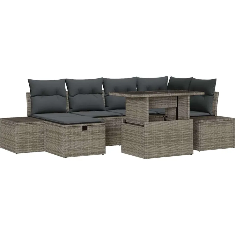 vidaXL Tuin Sofa Set 7 st Grijs poly rattan