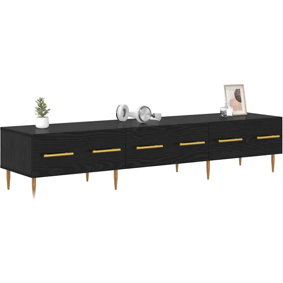 vidaXL TV-kast 150 x 36 x 30 cm Zwart Eiken Bewerkt hout