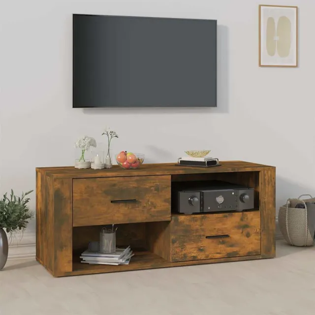vidaXL Tv-meubel 100x35x40 cm bewerkt hout gerookt eikenkleurig, foto 2