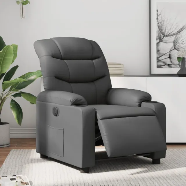 vidaXL Fauteuil verstelbaar elektrisch kunstleer grijs