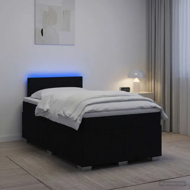 vidaXL Boxspringbed met matras met hoofdeinde Zwart 120 x 190 cm Stof