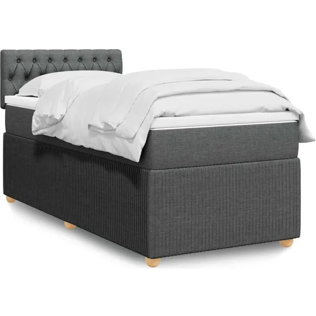 vidaXL Boxspring met matras stof donkergrijs 90x200 cm grijs