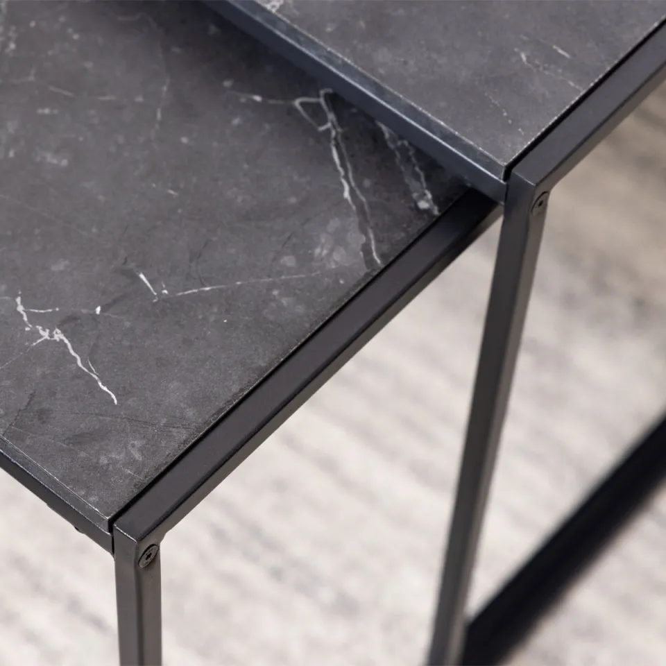Lisomme Imke salontafel marmerlook antraciet - set van 3, foto 5