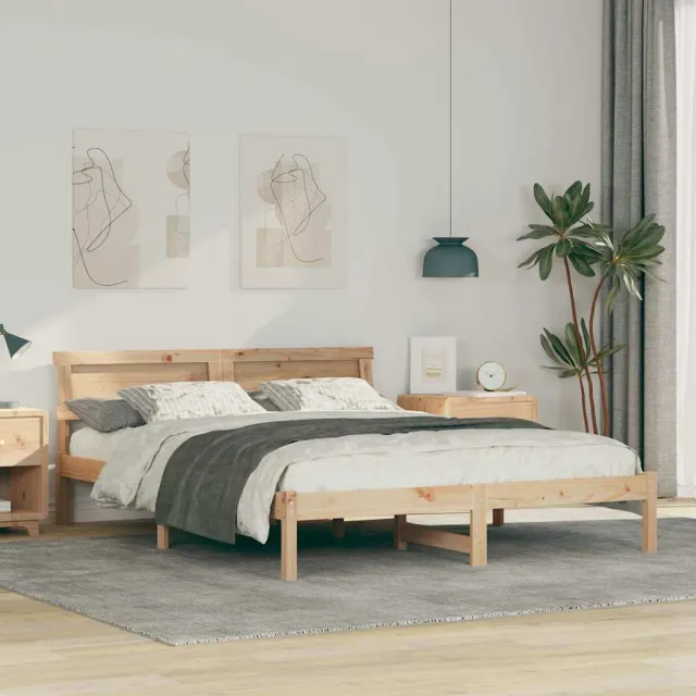 vidaXL Bedframe met hoofdeinde Bruin 150 x 200 cm Massief grenenhout