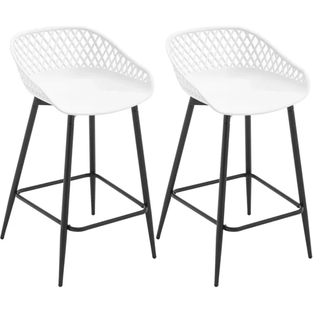 RosaBloom Barkrukken Set van 2 - Toonbankkrukken - Barstoelen met Mesh Rugleuning en Voetsteun - Design Stoel voor Keukeneiland, Tuin & Bistro - Wit