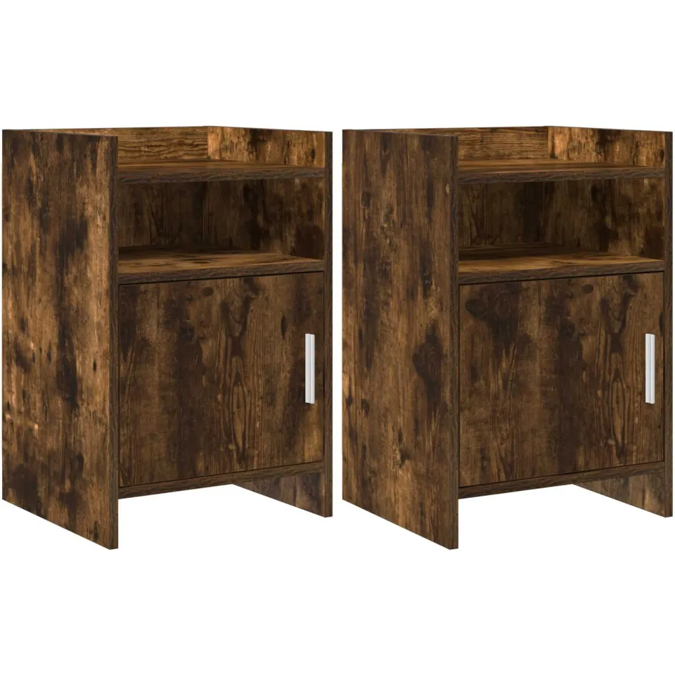 vidaXL Nachtkastjes 2 st Gerookt eiken 40 x 36 x 60 cm Bewerkt hout, foto 3