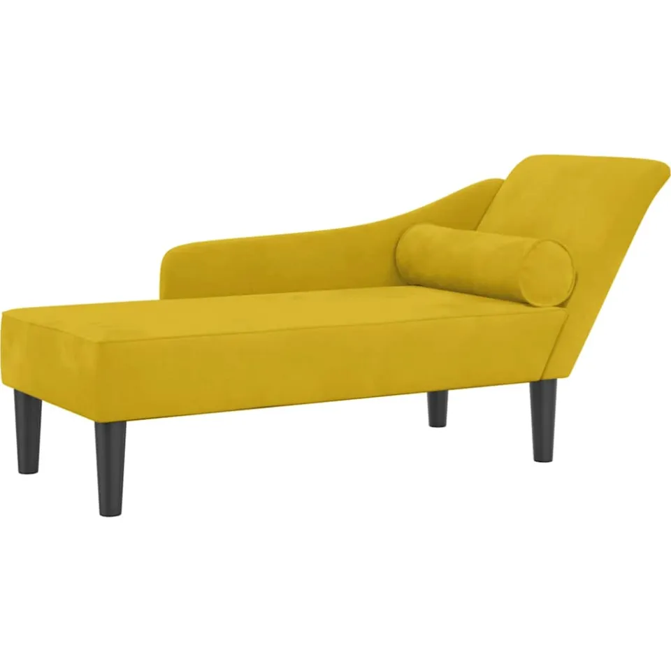 vidaXL Chaise longue met kussens fluweel geel