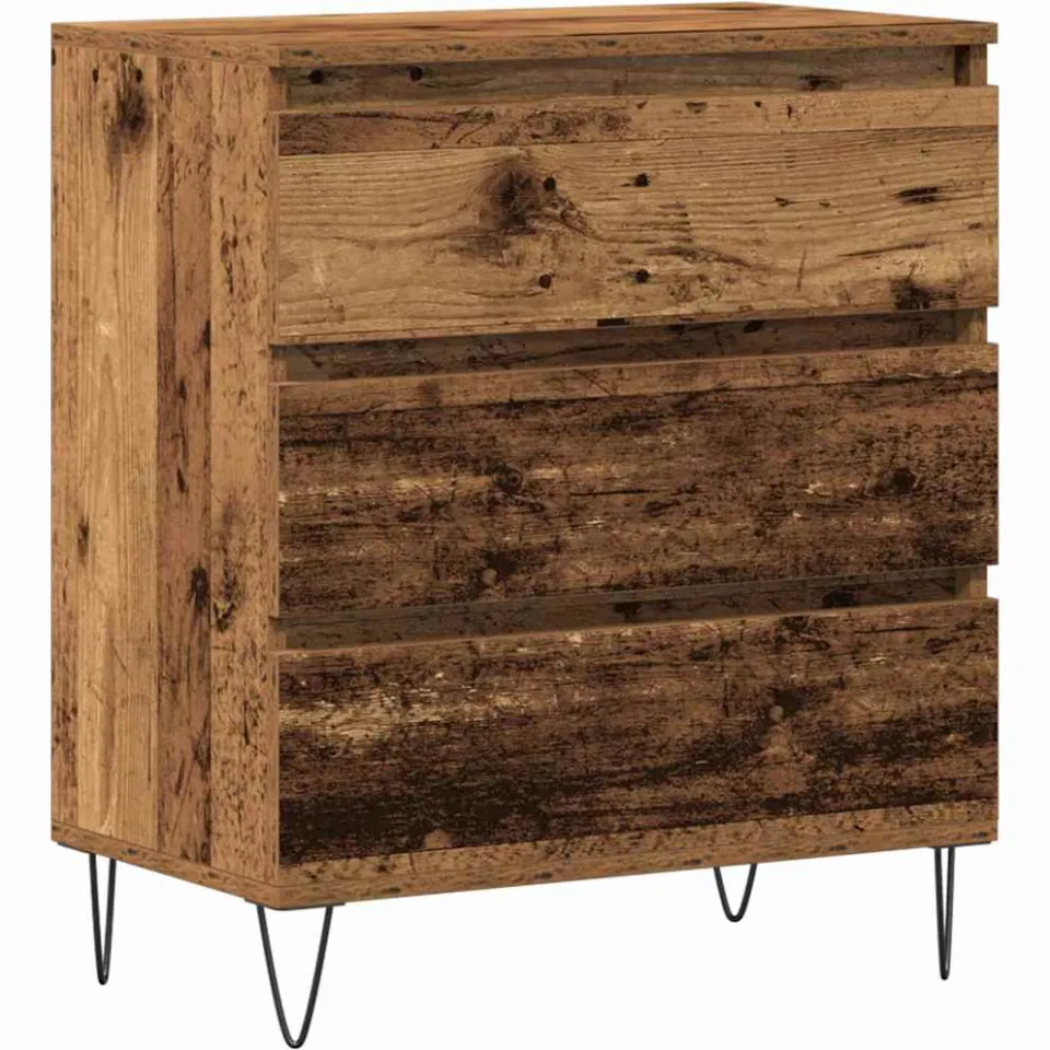 vidaXL Dressoir Oudhout 60 x 35 x 70 cm Bewerkt hout bruin, foto 3