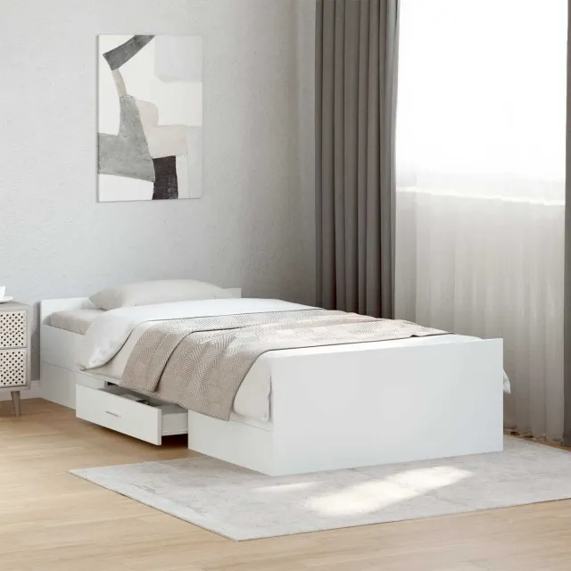 vidaXL Bedframe met opslag met lade Wit 80 x 200 cm Bewerkt hout