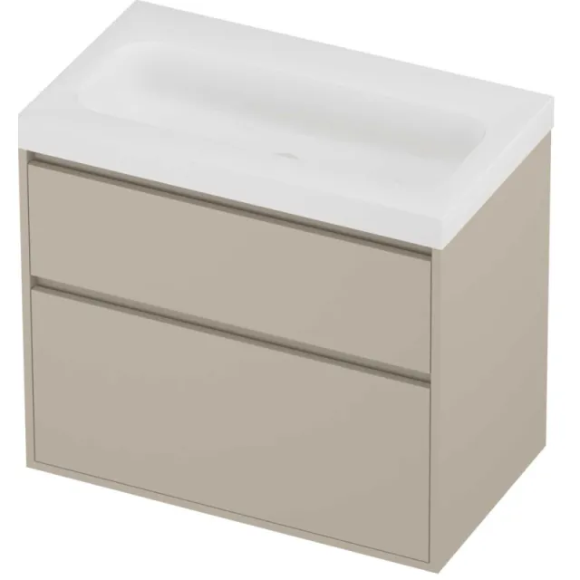 Proline Haga Badmeubelset Polystone Mezza 80x46x73 cm Mat White Soft Linen Beige