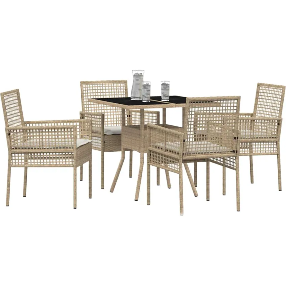 vidaXL Tuin eettafelset 5 st Beige poly rattan