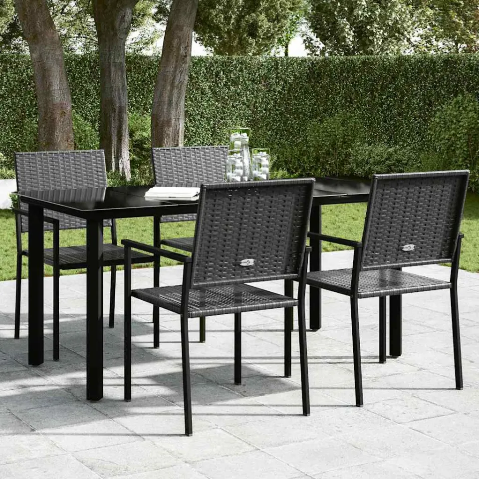 vidaXL Tuintafel 160x80x74 cm staal en gehard glas zwart, foto 3