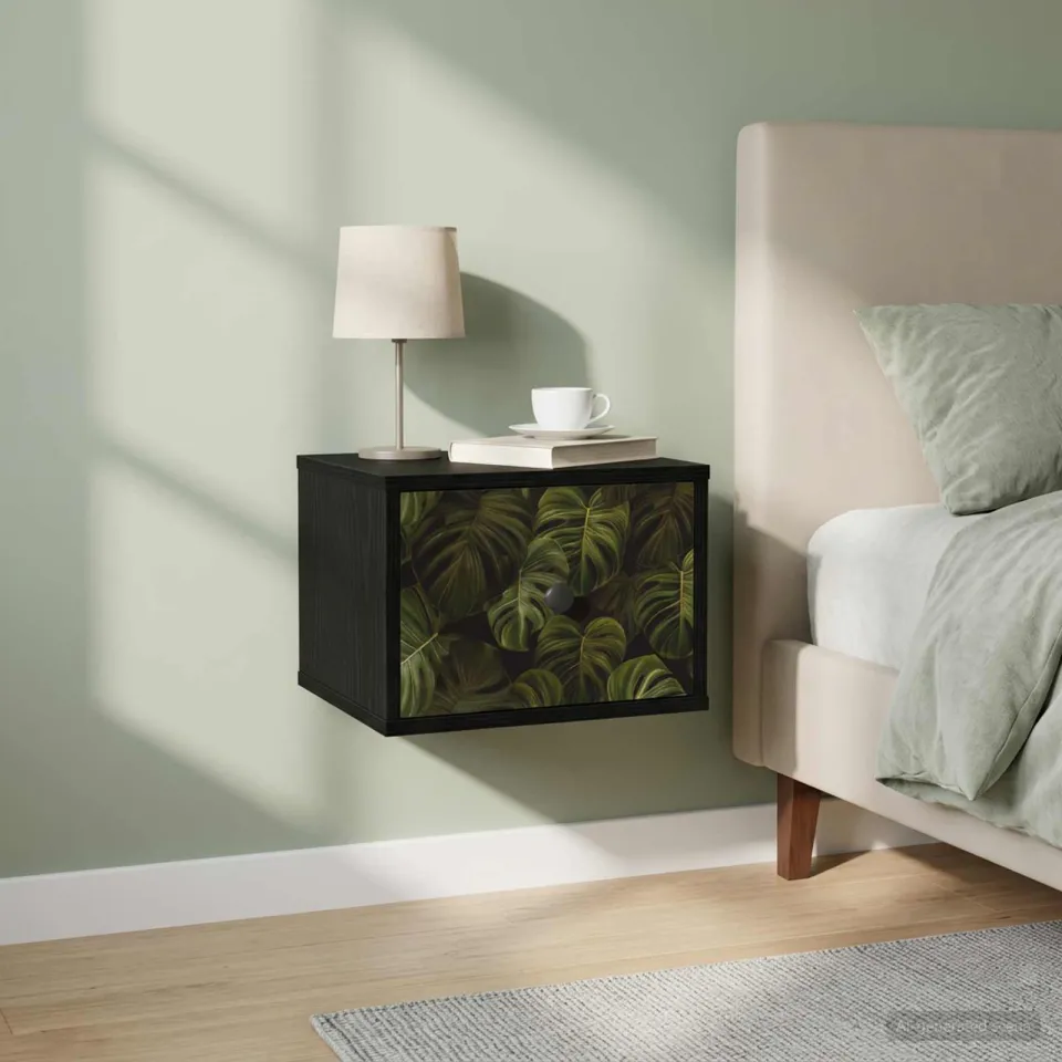 vidaXL Wandkastje ELBURG 2 st Zwart eiken 36 x 33 x 25 cm Bewerkt hout, foto 3