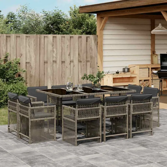vidaXL 11-delige Tuinset met kussens poly rattan grijs, foto 2