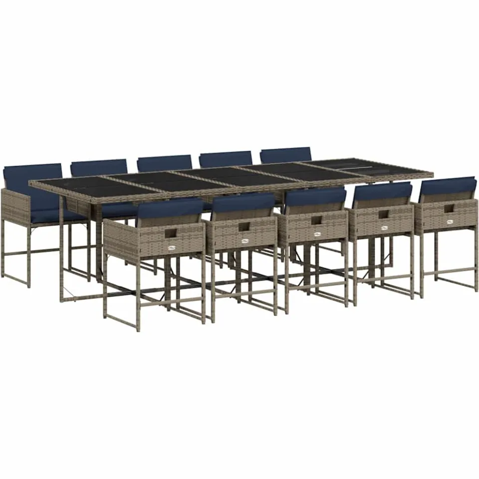 vidaXL 11-delige tuinset met kussens, grijs polyrotan, foto 3