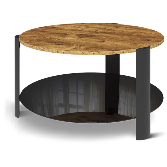 Vicco Salontafel Navo, Eiken rustiek/Zwart, 80 x 80 cm