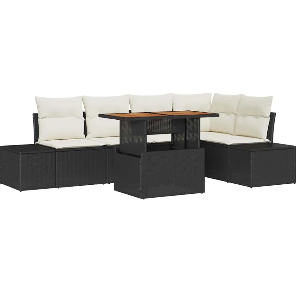 vidaXL Tuin Sofa Set 6 st Zwart Poly riet, foto 4