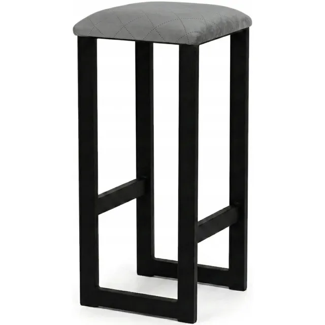 Taborecik Hoker Barstoel Metaal Hout 75cm Hoog - Diverse Zittingen Black