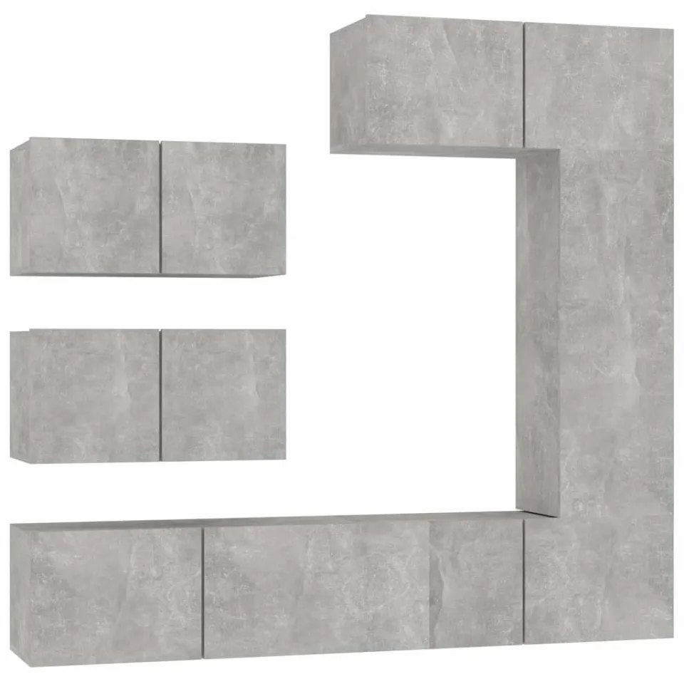 vidaXL 6-delige Tv-meubelset bewerkt hout betongrijs