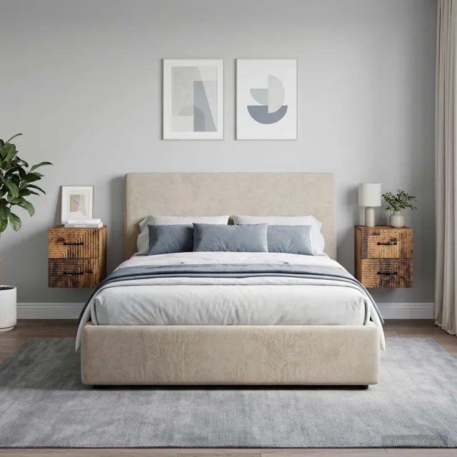 vidaXL Wandbeugel Bedkast 2 st Oud hout 34,5 x 33 x 40 cm Bewerkt hout bruin, foto 2