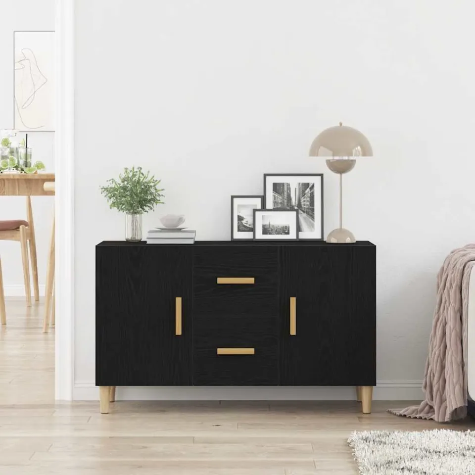 vidaXL Dressoir 100x36x60 cm spaanplaat zwart eikenkleurig, foto 3