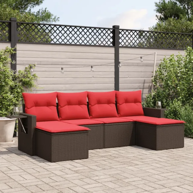 vidaXL 6-delige tuinbankset met kussens, bruin polyrotan, foto 2