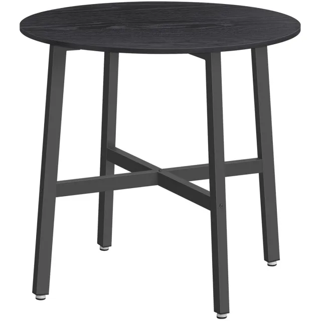 Songmics Ronde keukentafel – Industrieel design – 80 cm – Ebbenzwart-Inktzwart