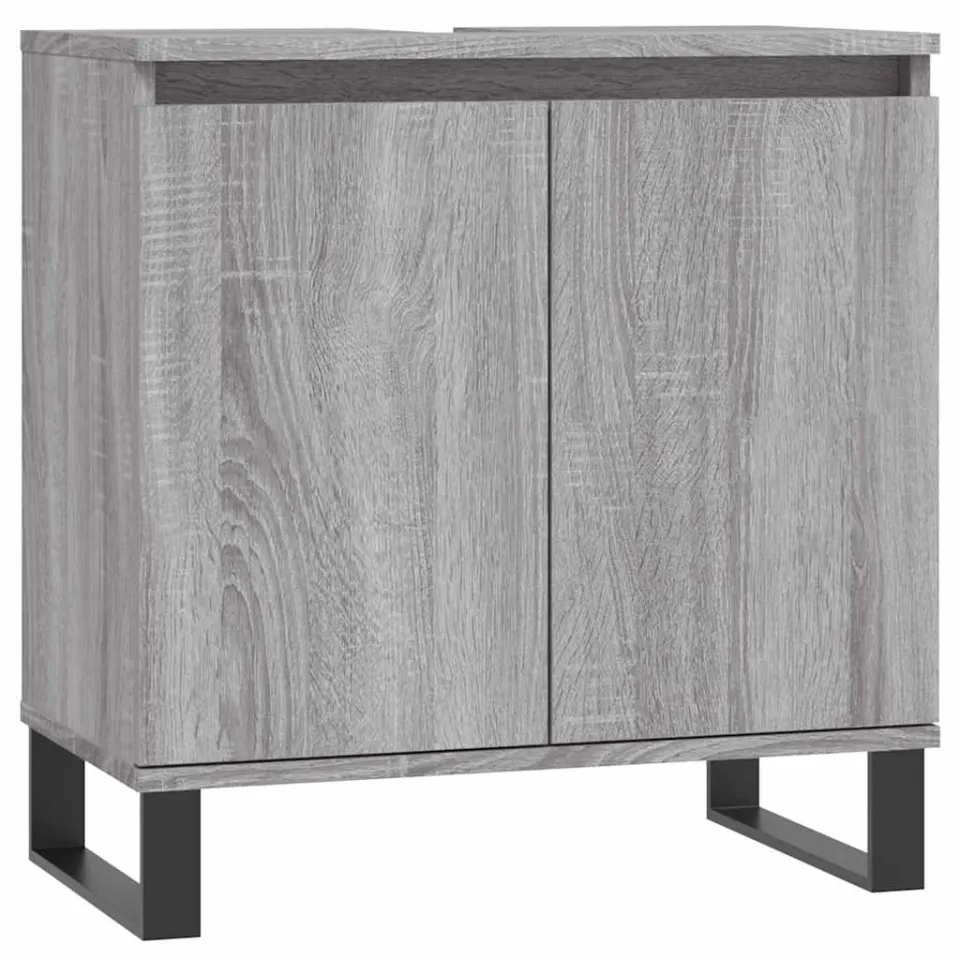 vidaXL Badkamerkast 58x33x60 cm bewerkt hout grijs sonoma eikenkleurig, foto 3