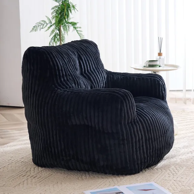 MODENUIT Zitzak 100 x 94 x 70 cm - Gevuld Met Memoryschuimvlokken - Voor Binnenruimtes - Cordstof - Zwart