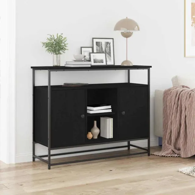 vidaXL Dressoir Zwart Eiken 100 x 35 x 80 cm Bewerkt hout, foto 2
