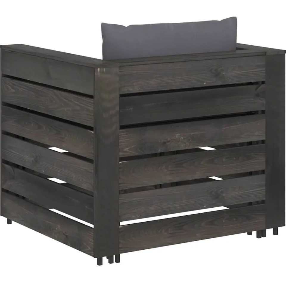 vidaXL 2-delige Loungeset met kussens grijs geïmpregneerd hout, foto 4