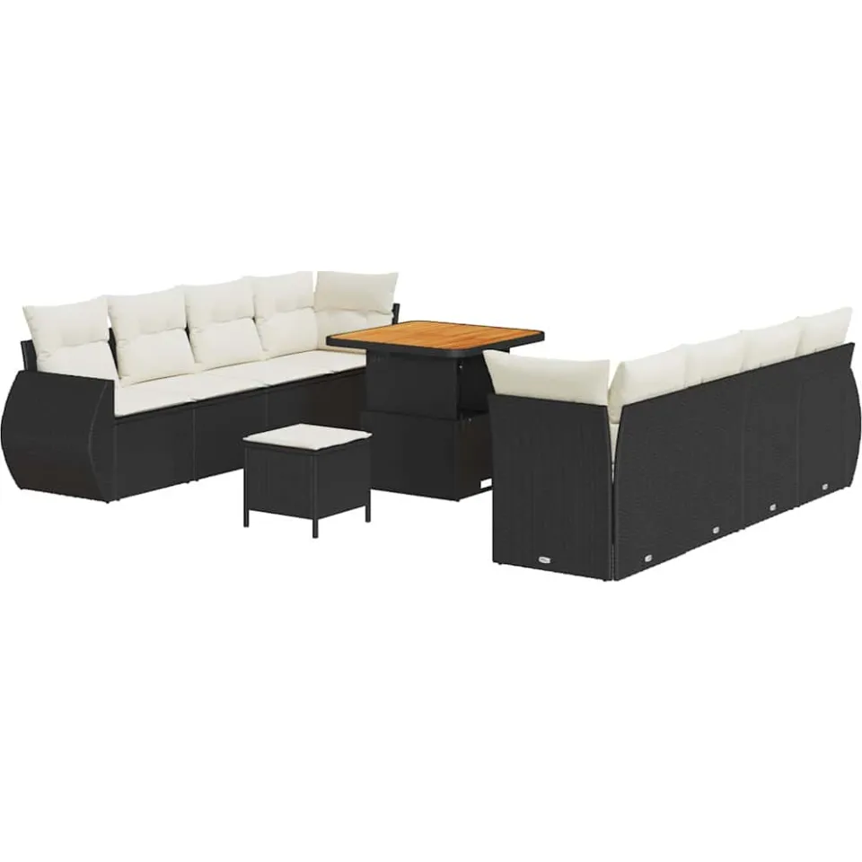 vidaXL Tuin Sofa Set 11 st Zwart poly rattan