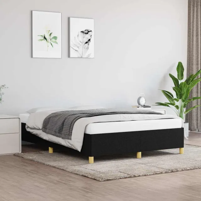 vidaXL Bedframe zonder matras stof zwart 140x200 cm