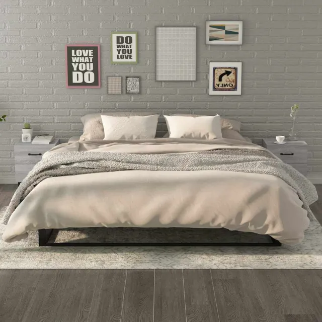 vidaXL Nachtkastjes 2 st 40x35x47,5 cm grijs sonoma eikenkleurig, foto 2