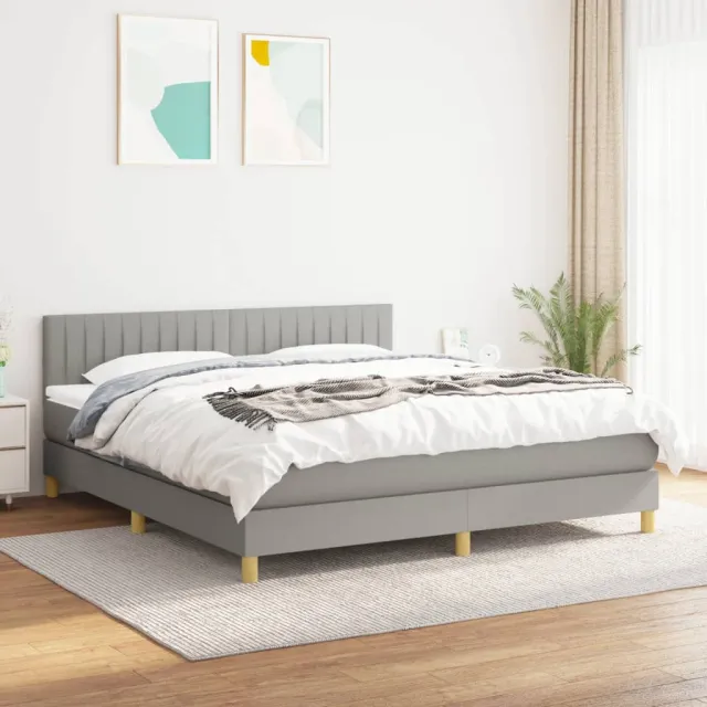 vidaXL Boxspring met matras stof lichtgrijs 160x200 cm grijs
