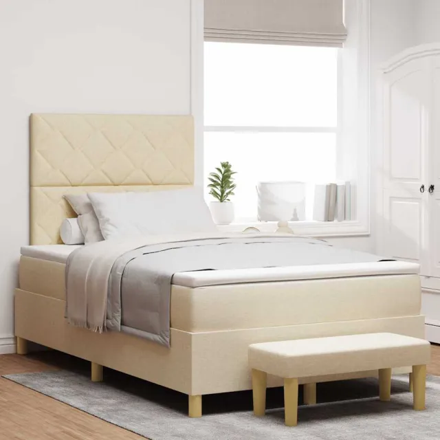vidaXL Boxspring bed met kussen met hoofdeinde Crème 190 x 120 cm Stof