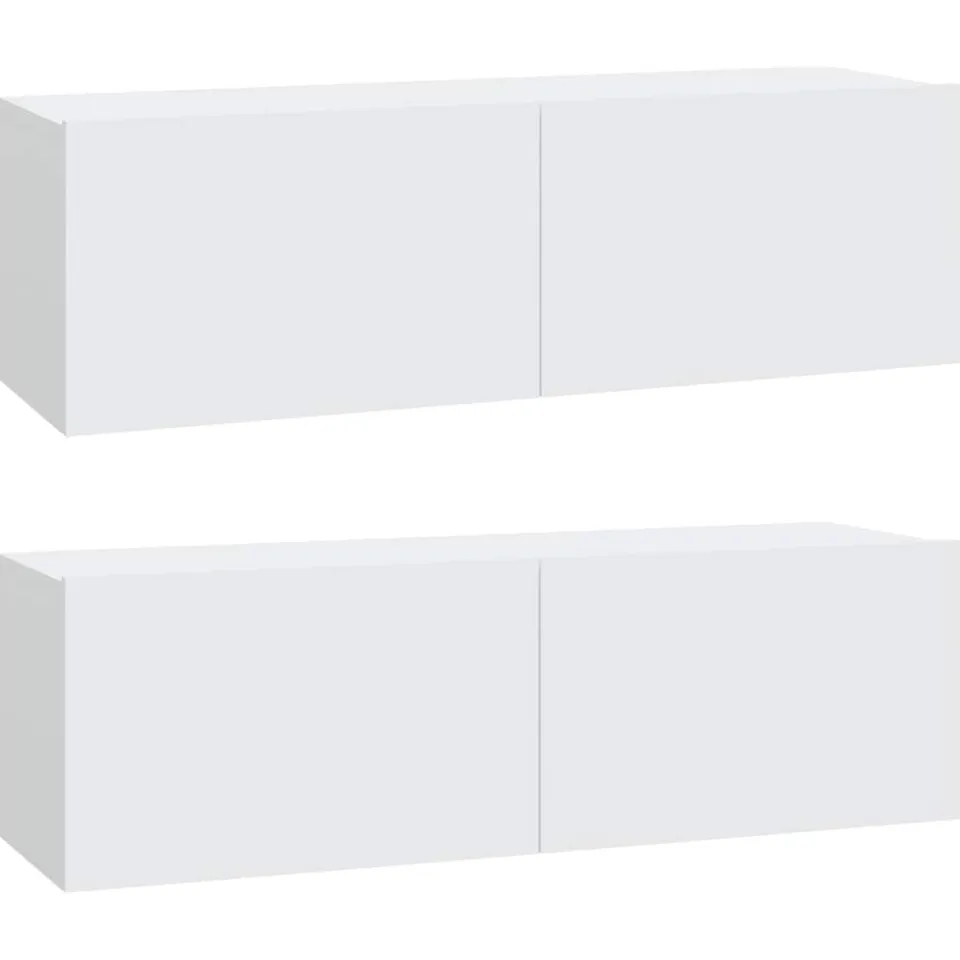 vidaXL Tv-wandmeubels 2 st 100x30x30 cm bewerkt hout wit