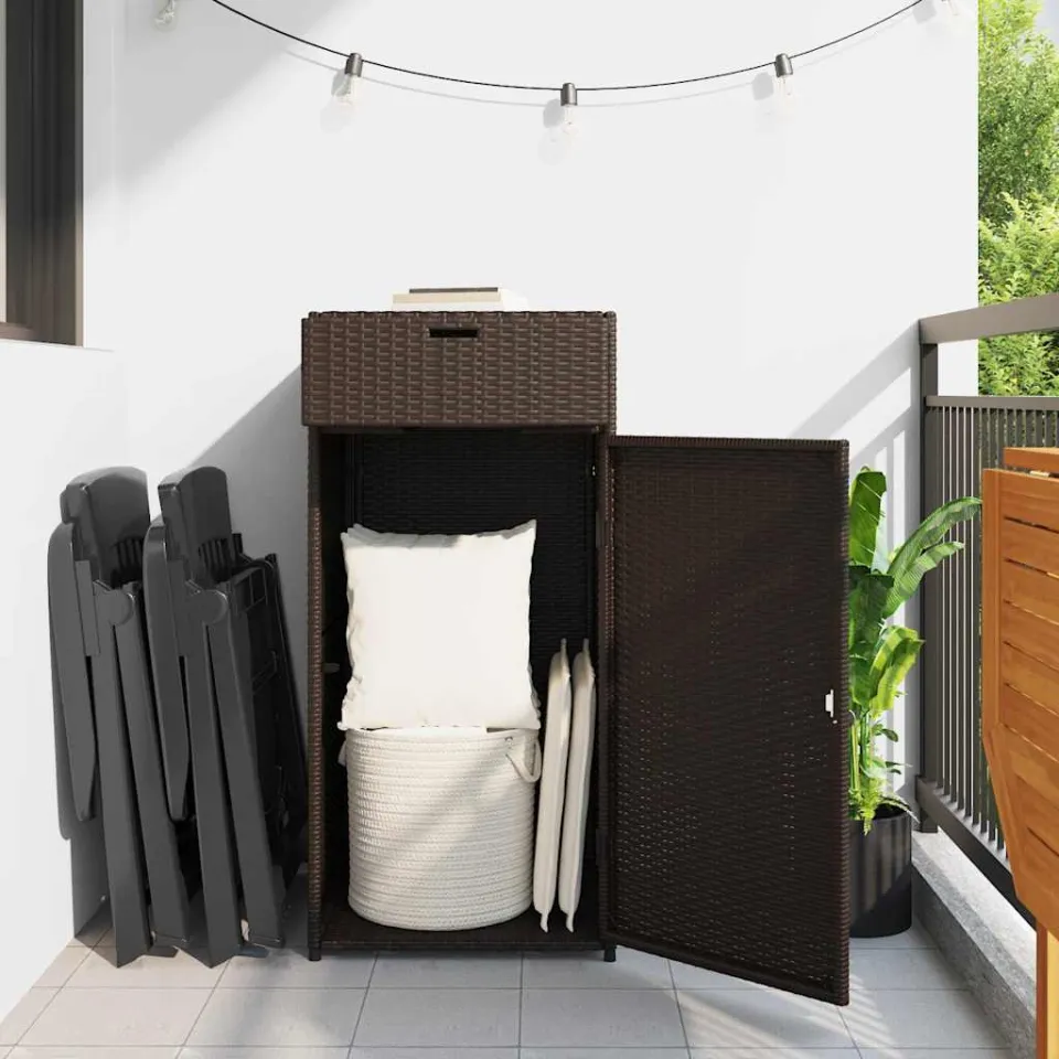 vidaXL Tuinkast 55x55x111 cm poly rattan bruin, foto 3