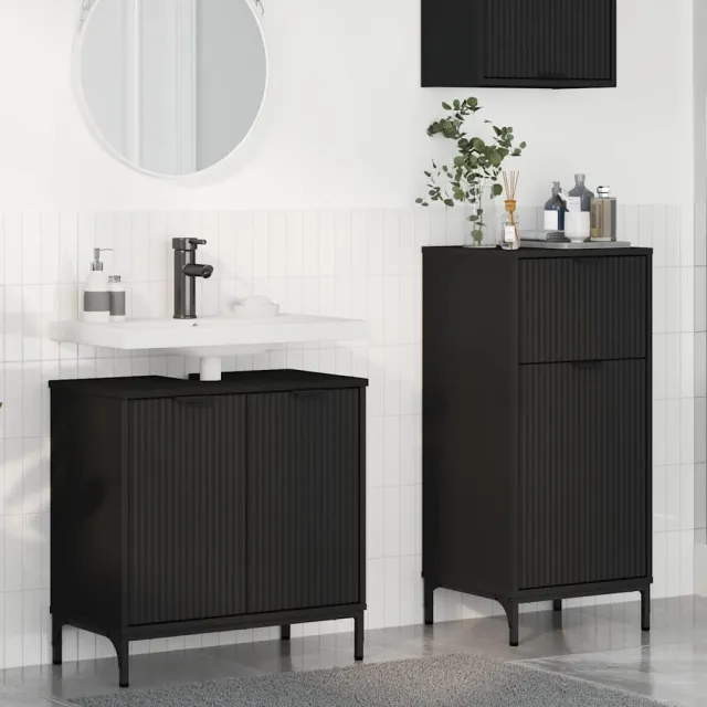 vidaXL Badkamermeubelset 2 st Zwart 39,5 x 36 x 88 cm