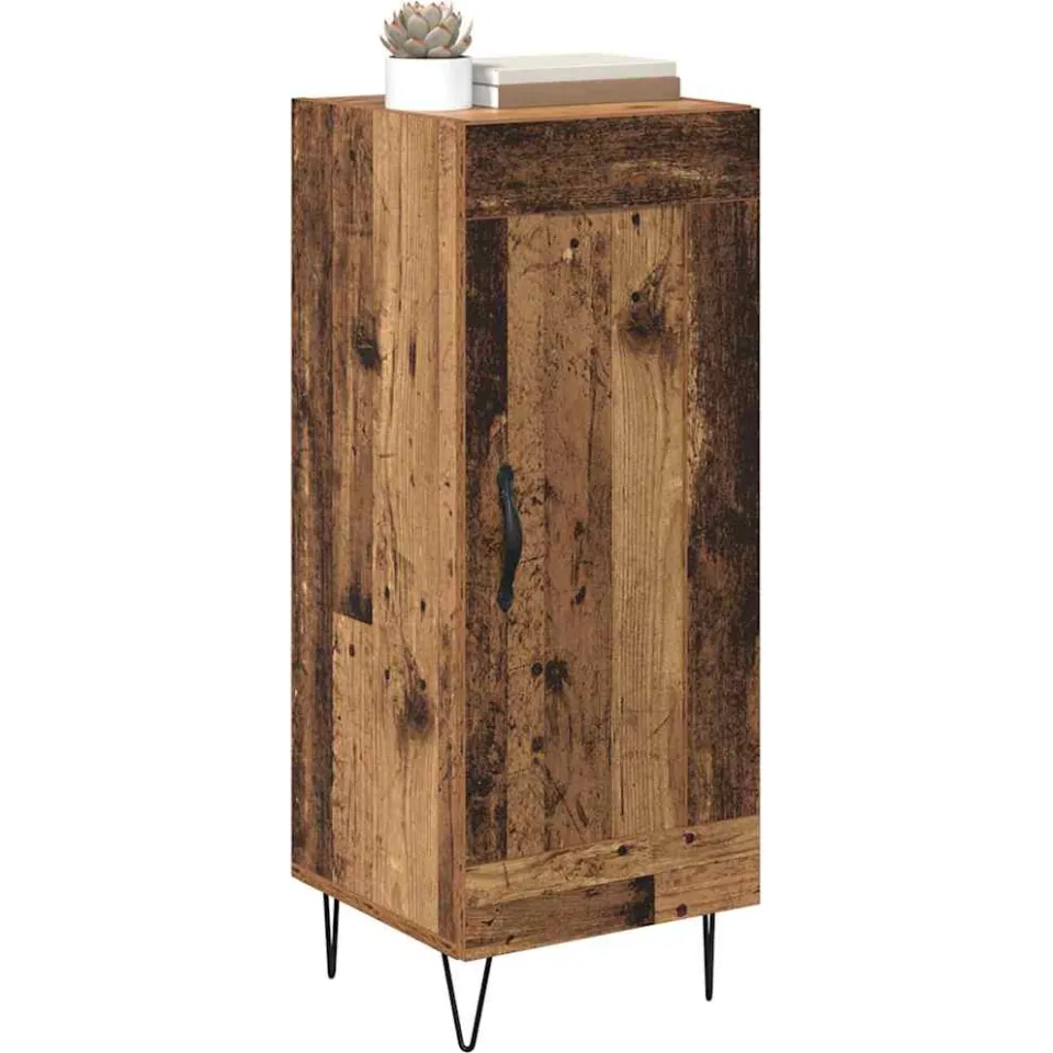vidaXL Dressoir Oud Hout 34,5 x 34 x 90 cm Gemonteerd hout en ijzer Bruin