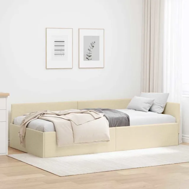 vidaXL Hoekbedframe Crème 90 x 200 cm Stof
