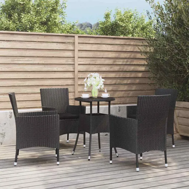 vidaXL 5-delige Bistroset met kussens poly rattan zwart, foto 2