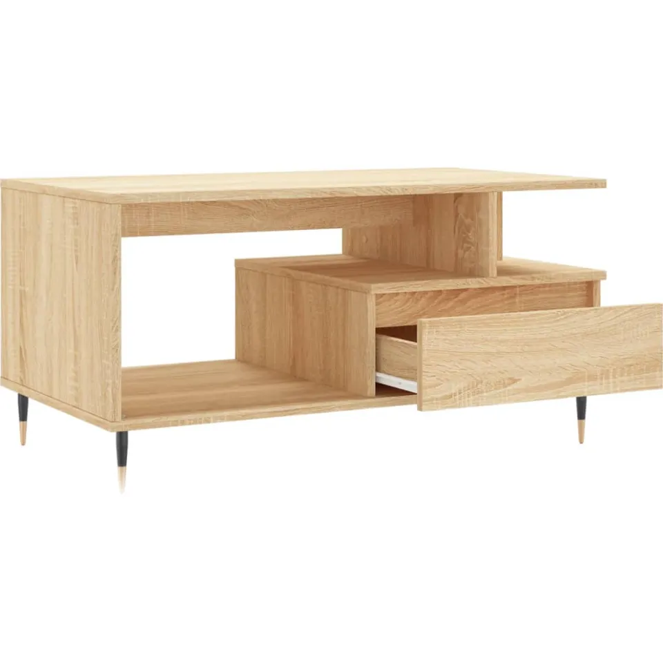 vidaXL Salontafel 90x49x45 cm bewerkt hout sonoma eikenkleurig, foto 4